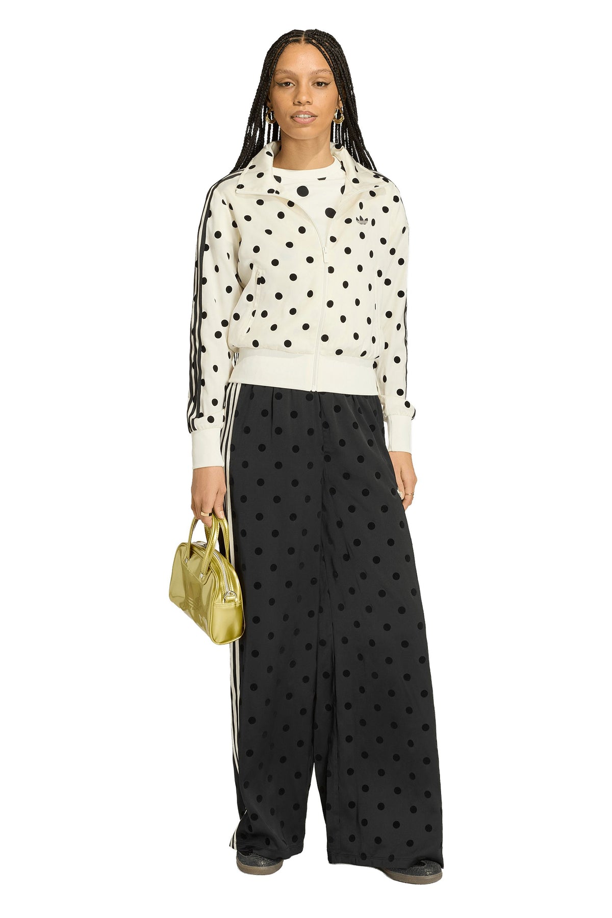 Satin Polka Dots Track Top Off White