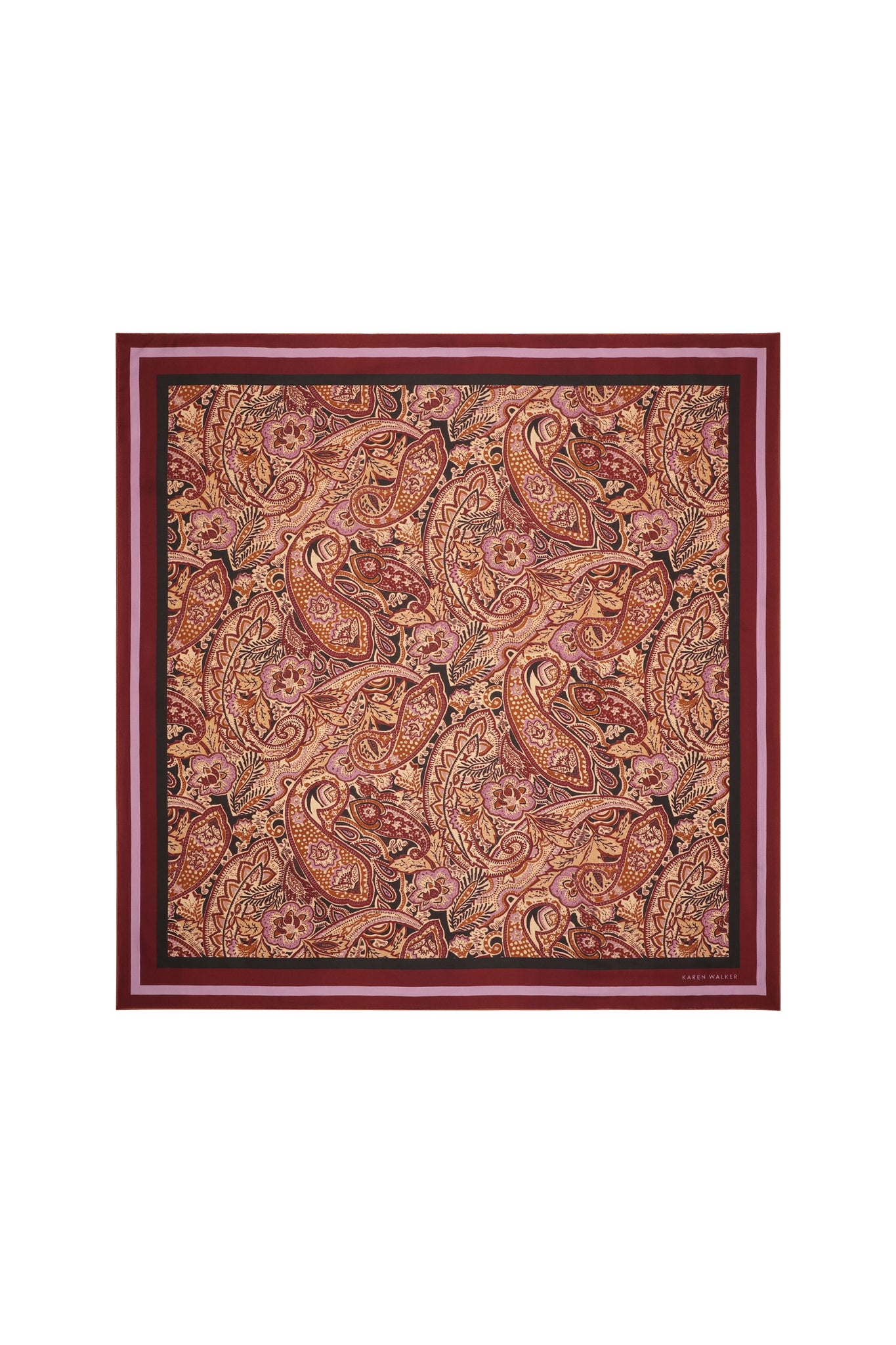 Paisley Classic Silk Scarf Burgundy Multi