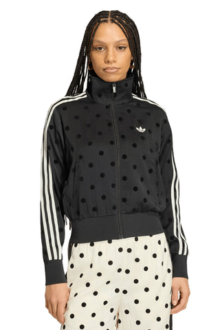 Satin Polka Dots Track Top Black