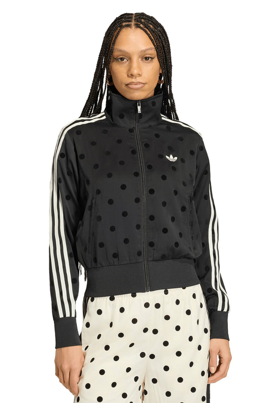 Satin Polka Dots Track Top Black