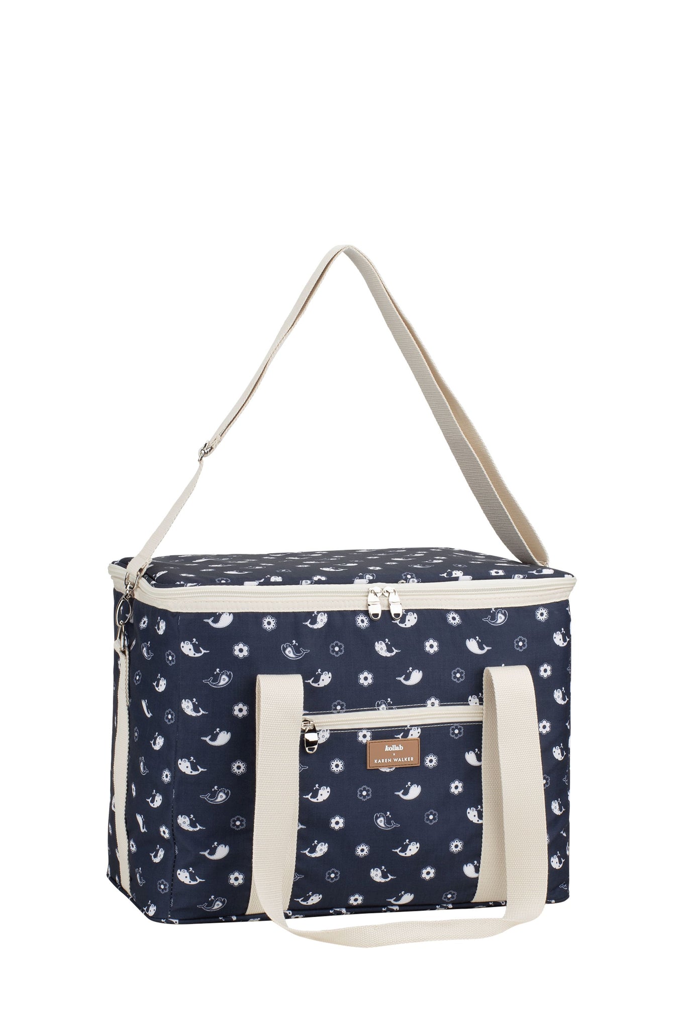 Picnic Bag Floral Whale Navy
