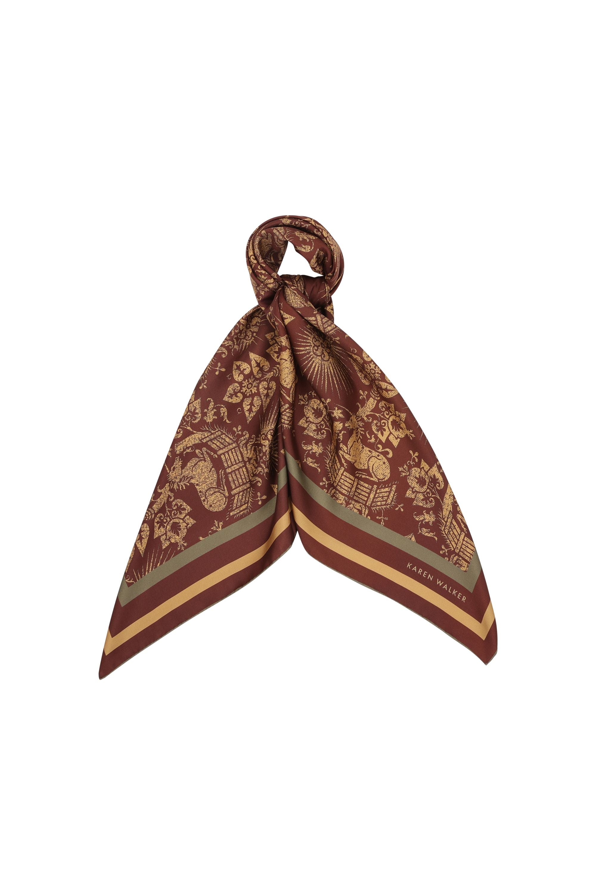 Unicorn Classic Silk Scarf Chocolate Multi – Karen Walker