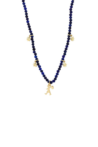 Lapis Charm Necklace Gold-Plated