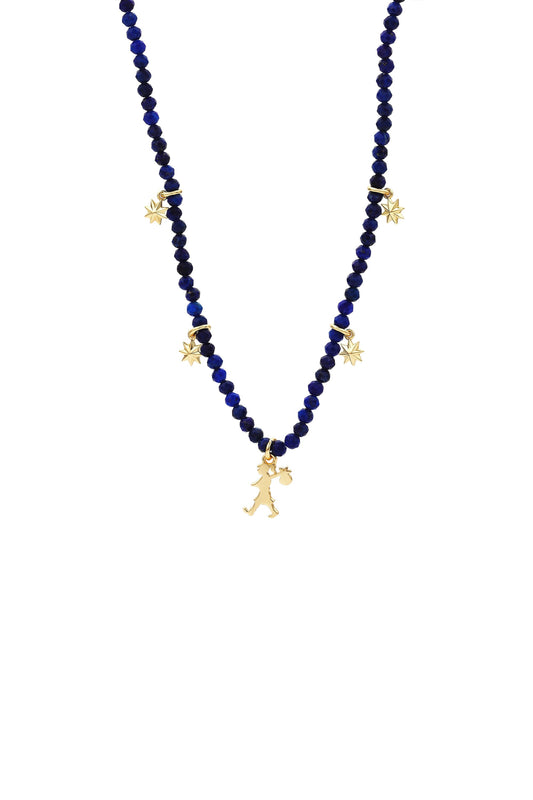 Lapis Charm Necklace Gold-Plated