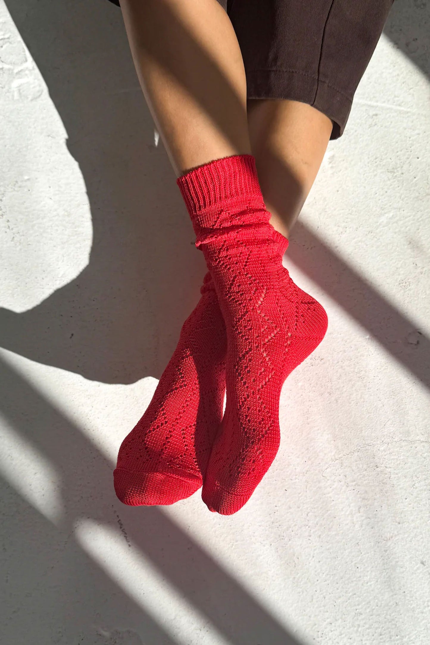 Modal Eyelet Socks Poppy Red