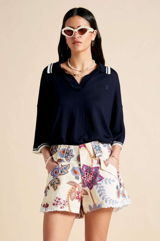 Harbour Organic Cotton Shorts Cream Multi