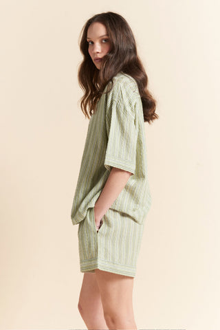 Seersucker Stripe Boxer PJ Olive