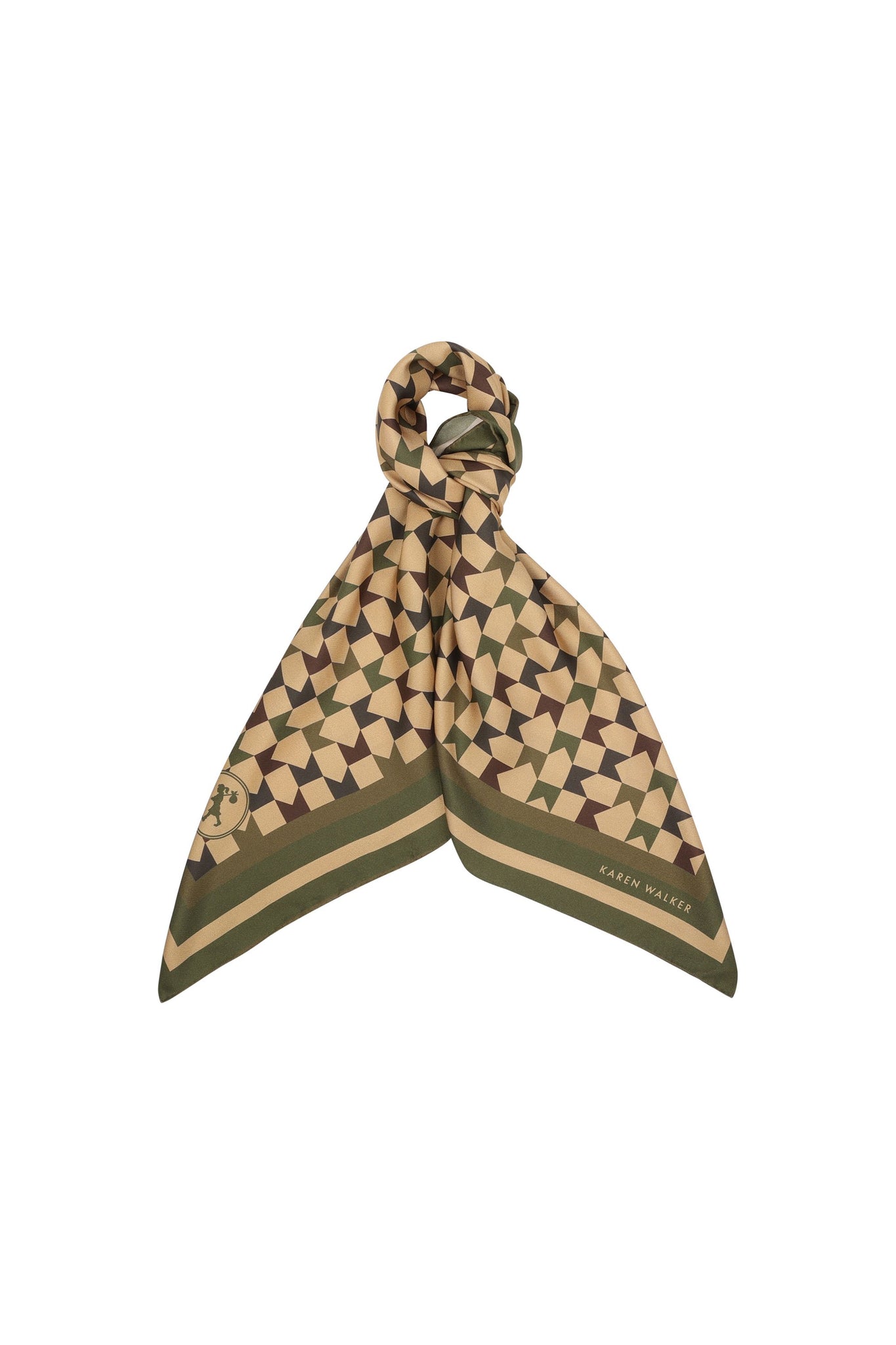 Monogram Large Check Classic Scarf Tan Multi