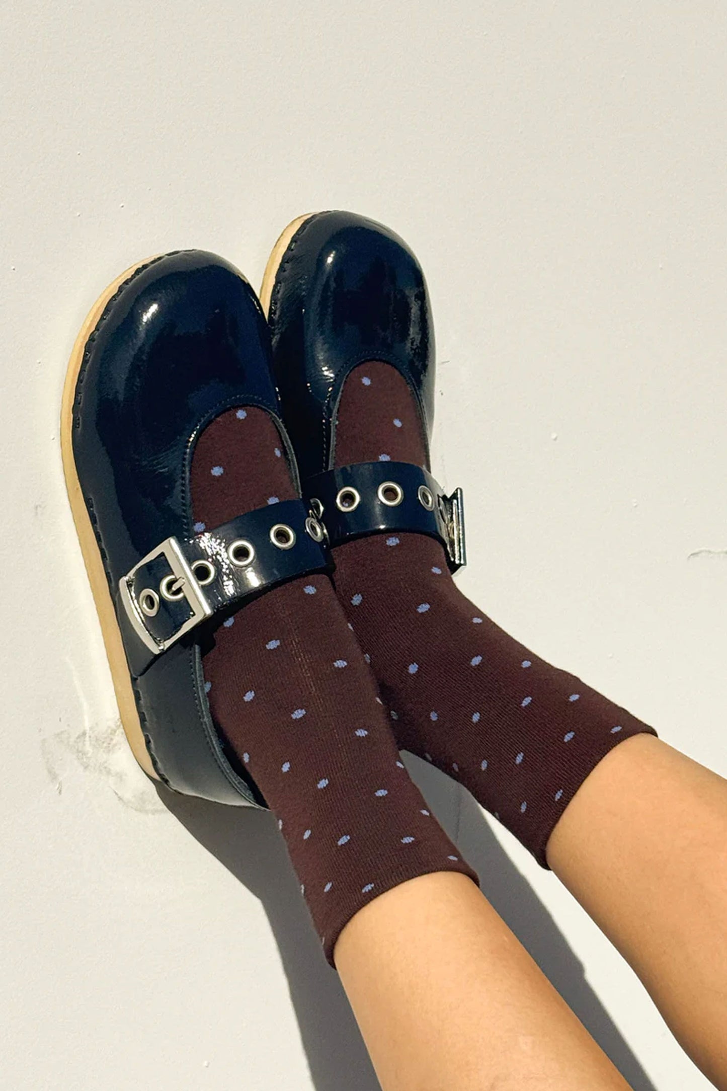 Patterned Sneaker Socks Cacao/Blue Polka Dot