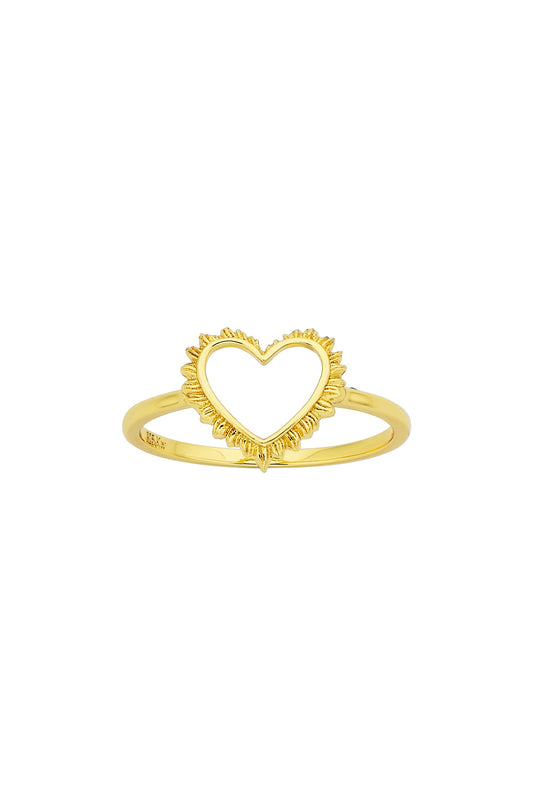 Flaming Heart Ring Gold