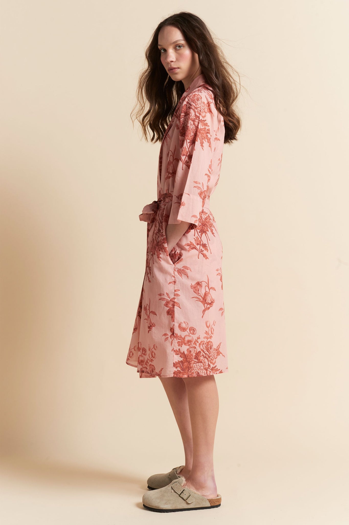 Romantic Floral Midi Robe Rose