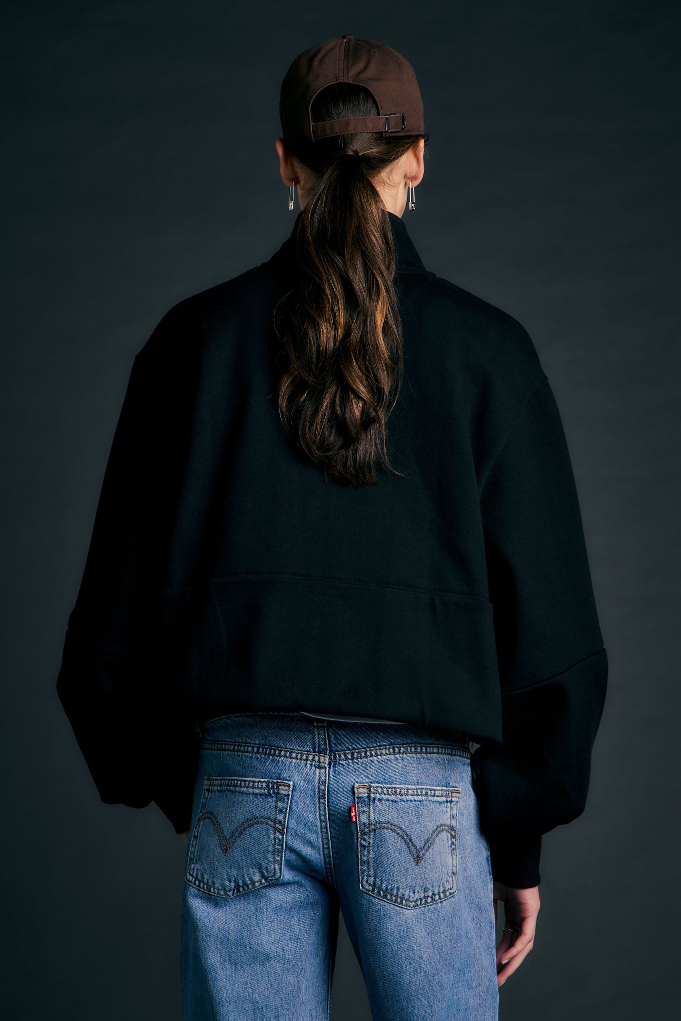 Runaway Zip Front Sweatshirt Black