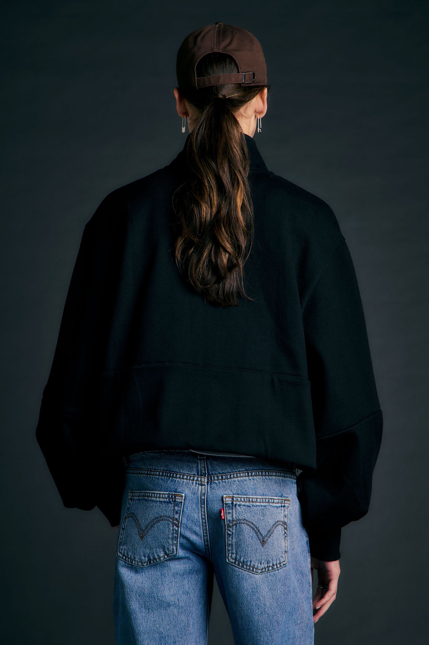 Runaway Zip Front Sweatshirt Black