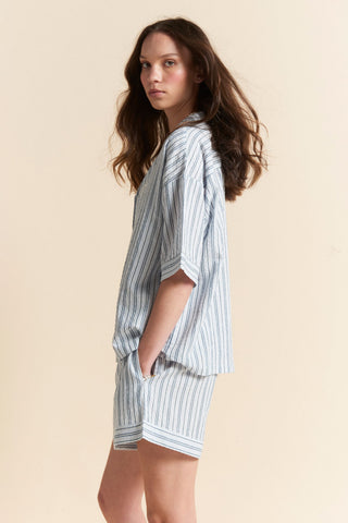Seersucker Stripe Boxer PJ Sky Blue