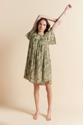 Ocean Paisley Gathered Nightie Olive