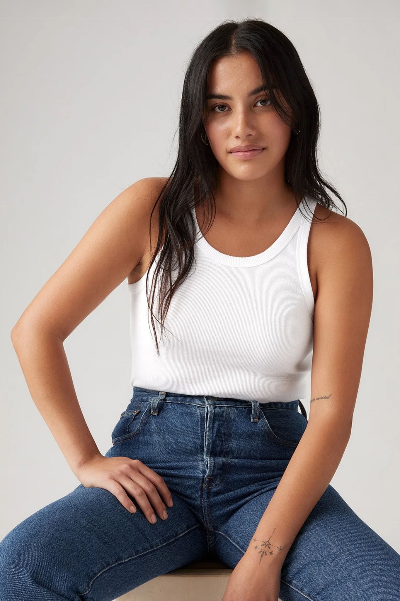 Essential Racer Tank Top White
