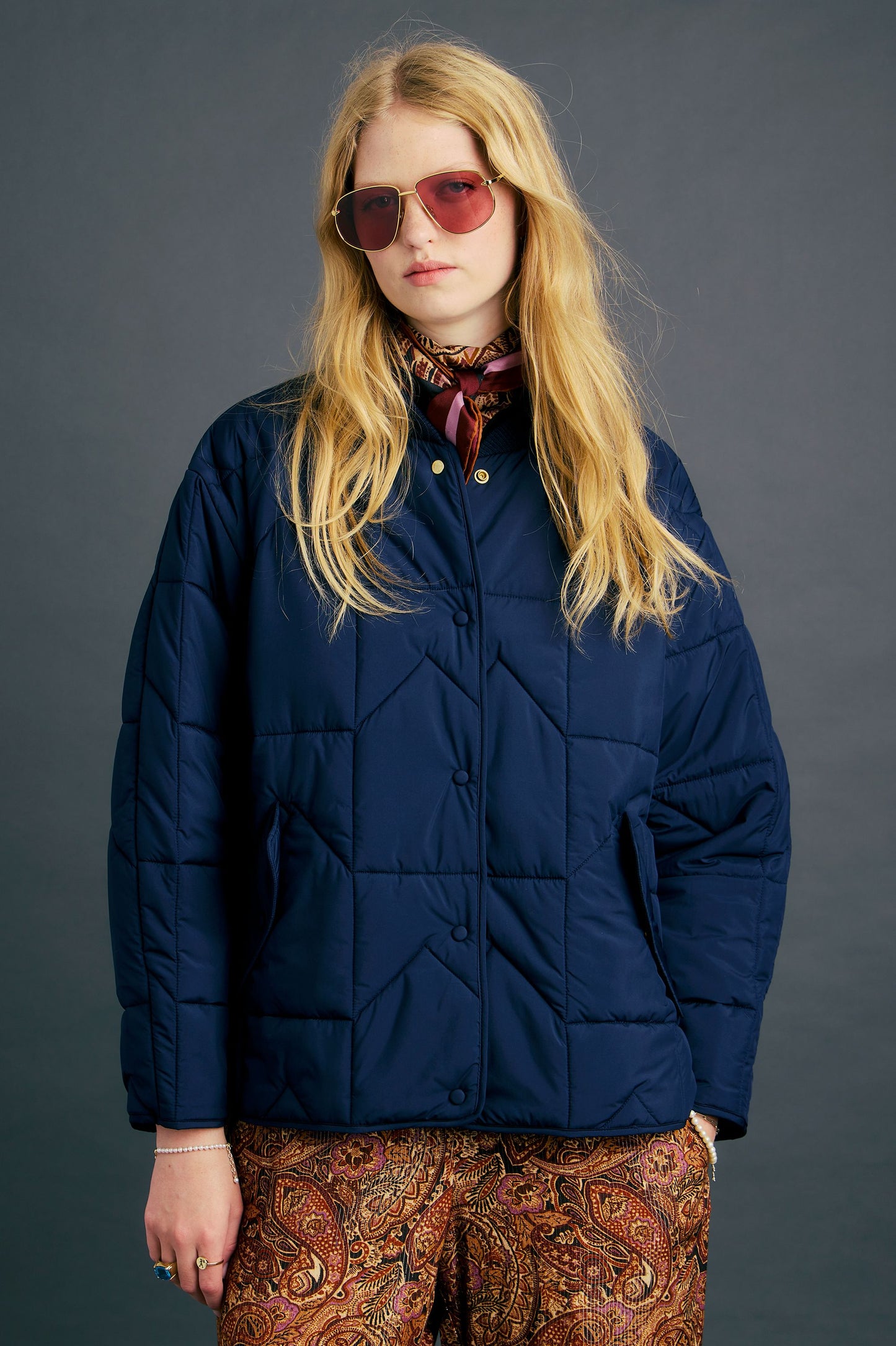 Quilted Monogram Jacket Navy