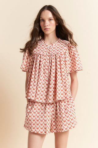Monogram Tiles Gathered Boxer PJ Rose