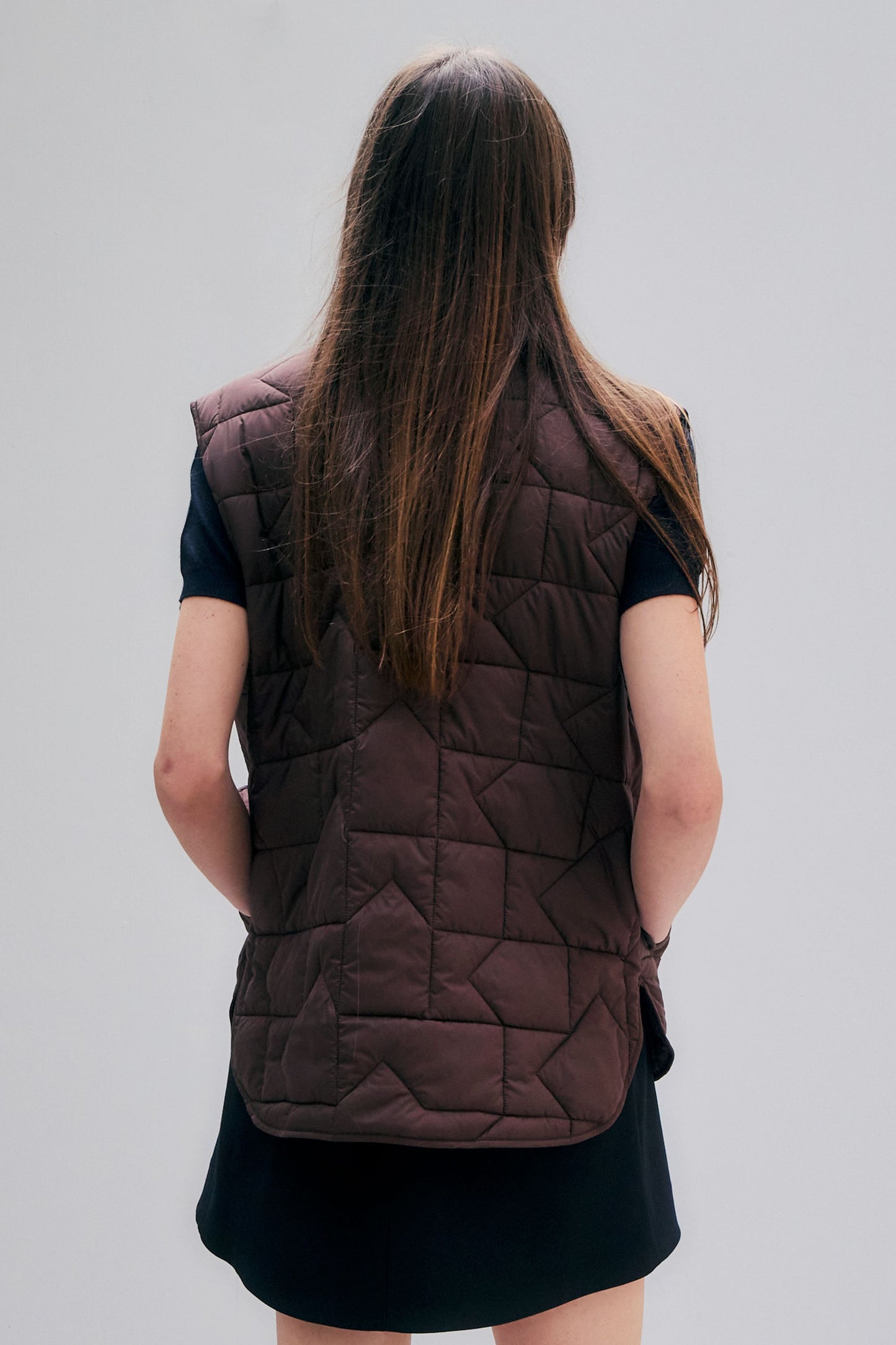 Quilted Monogram Vest Chocolate
