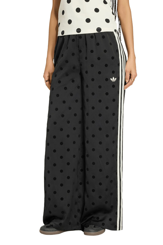Satin Polka Dots Wide Leg Pant Black
