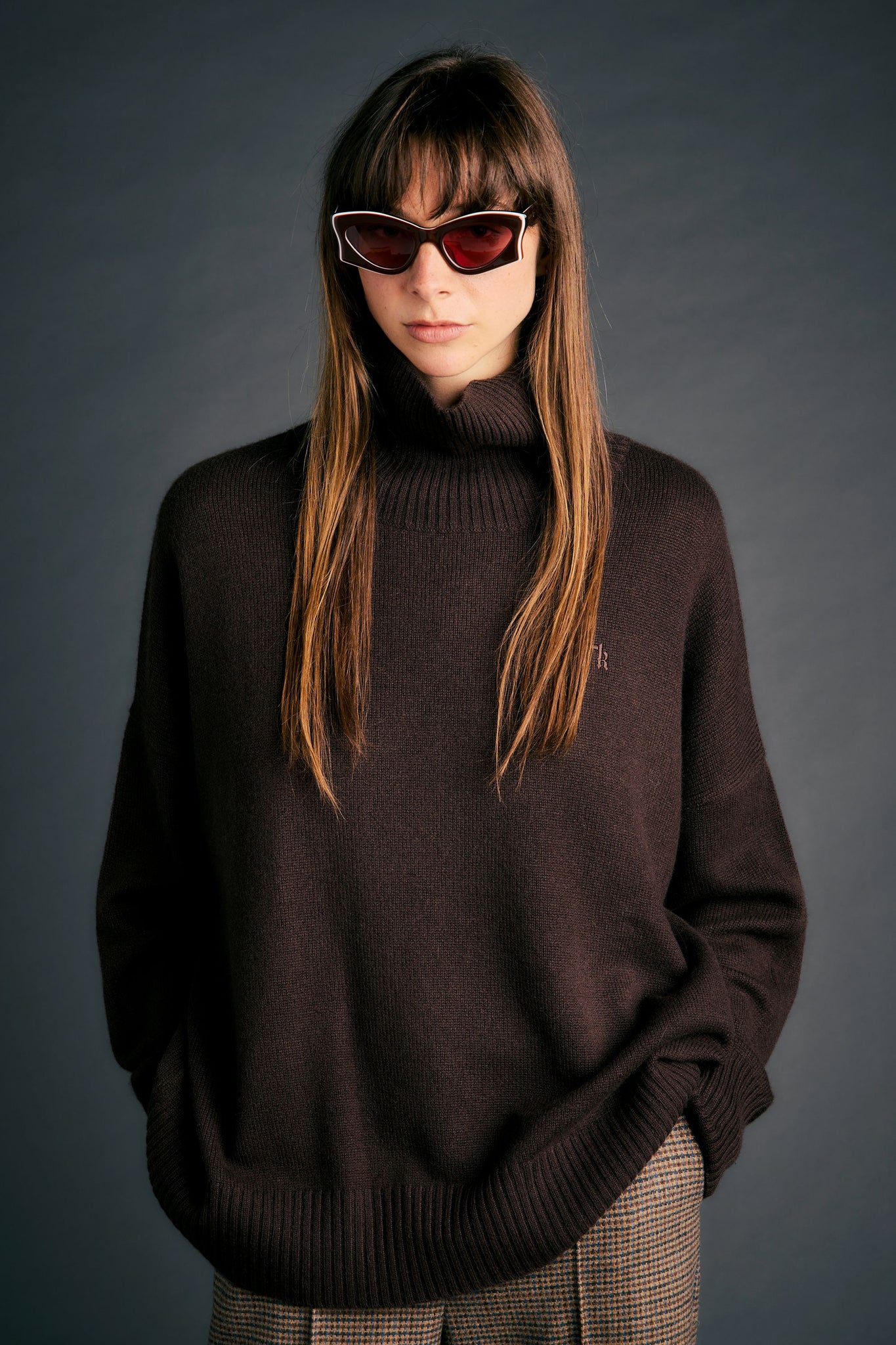 Carmen Oversized Turtleneck Sweater Chocolate