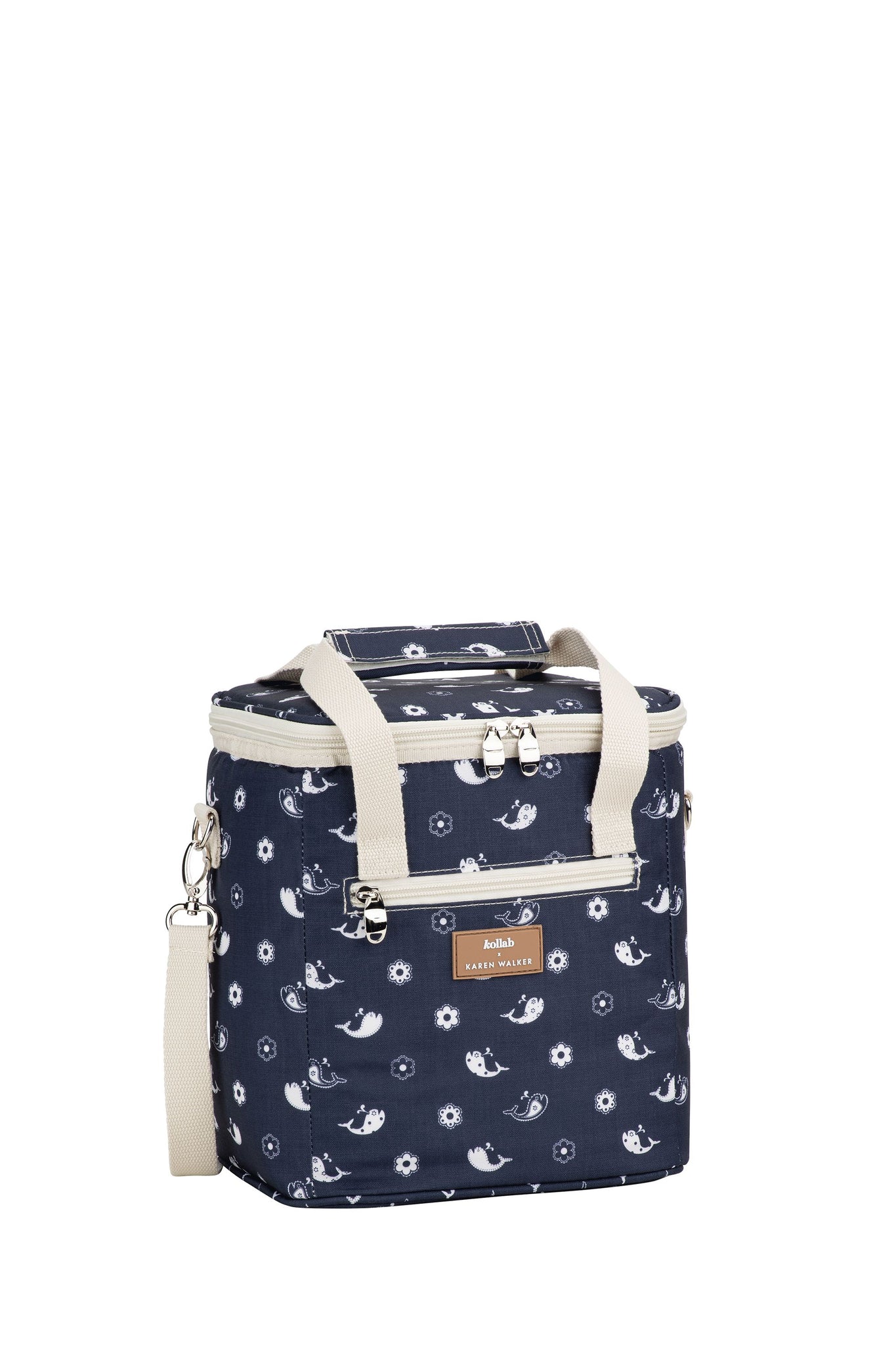 Mini Cooler Floral Whale Navy