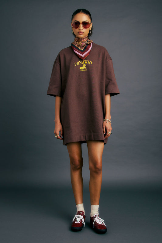 Runaway Academy Dress Chocolate/Gold