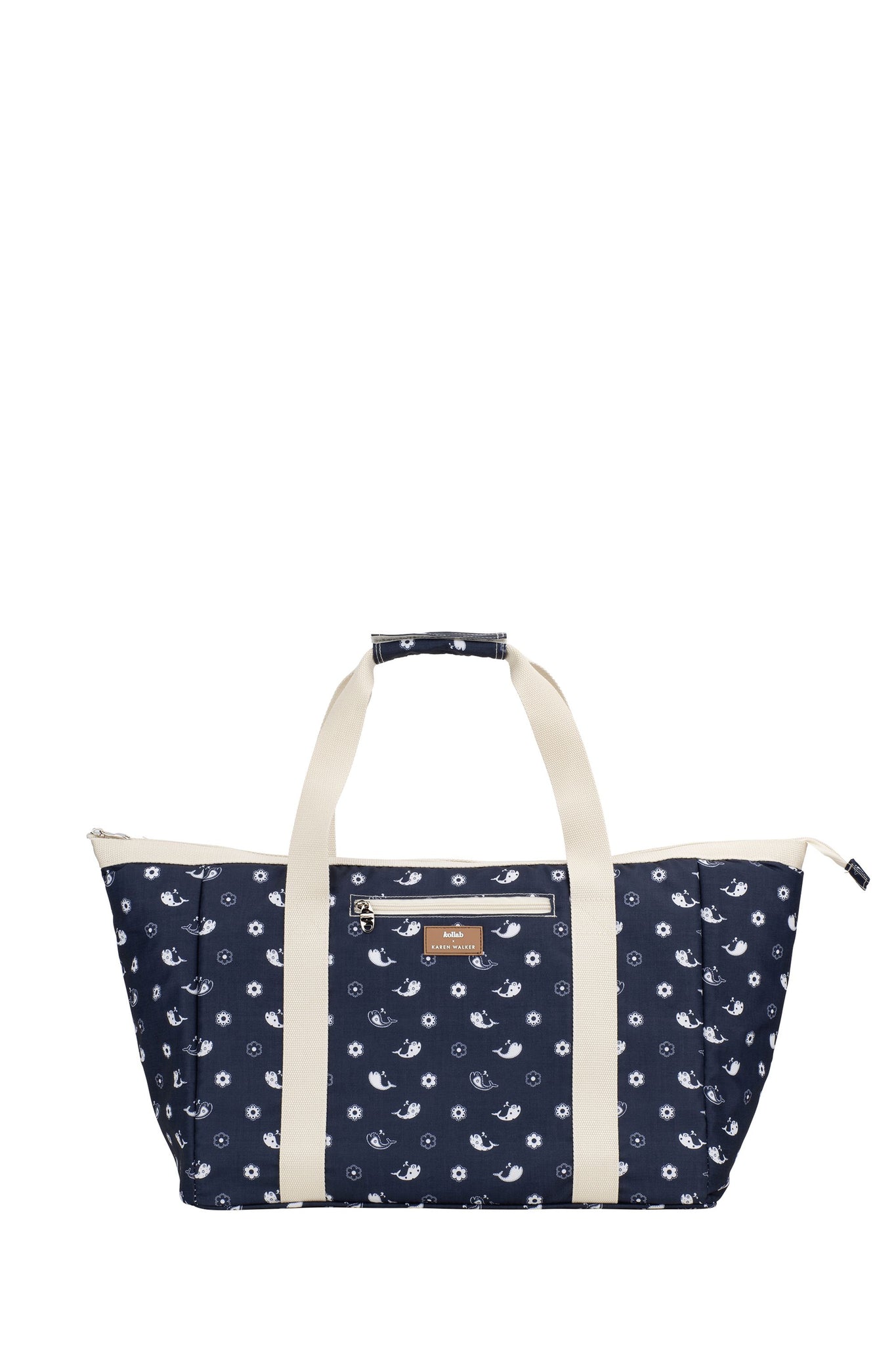 Tote Bag Floral Whale Navy