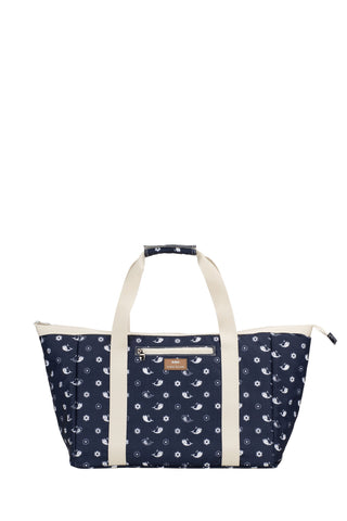 Tote Bag Floral Whale Navy