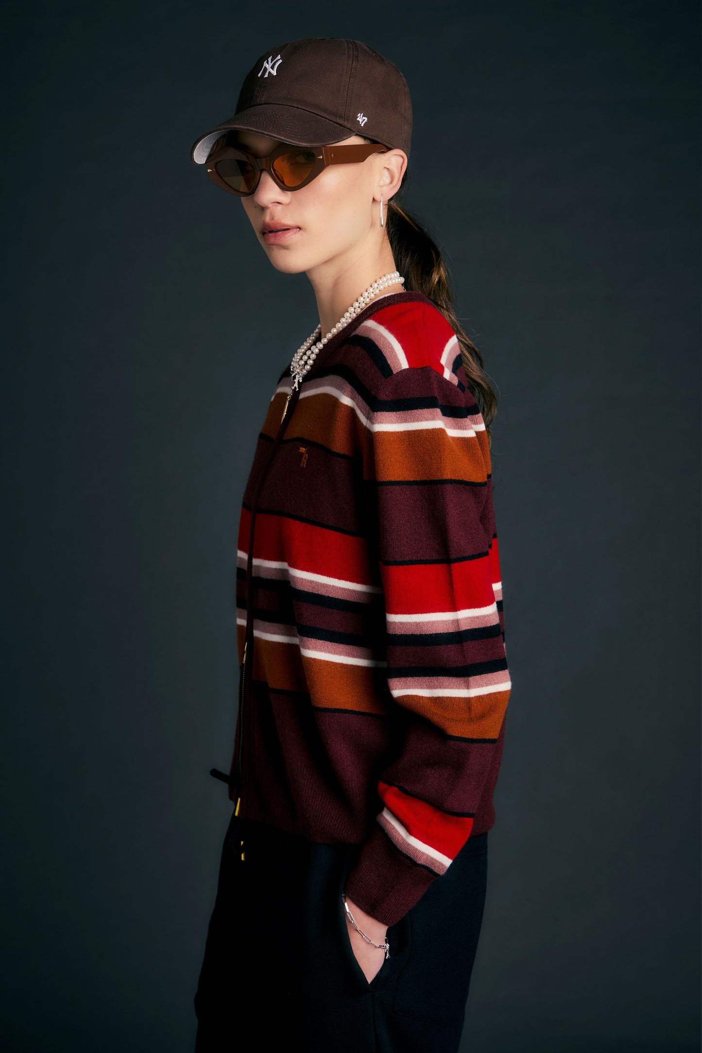 Elodie Cardigan Poppy Stripe