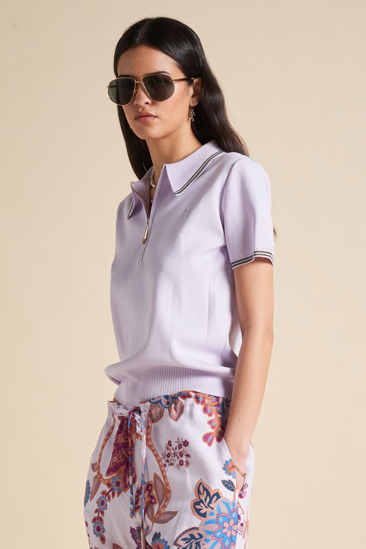 Runaway Knit Polo Lilac