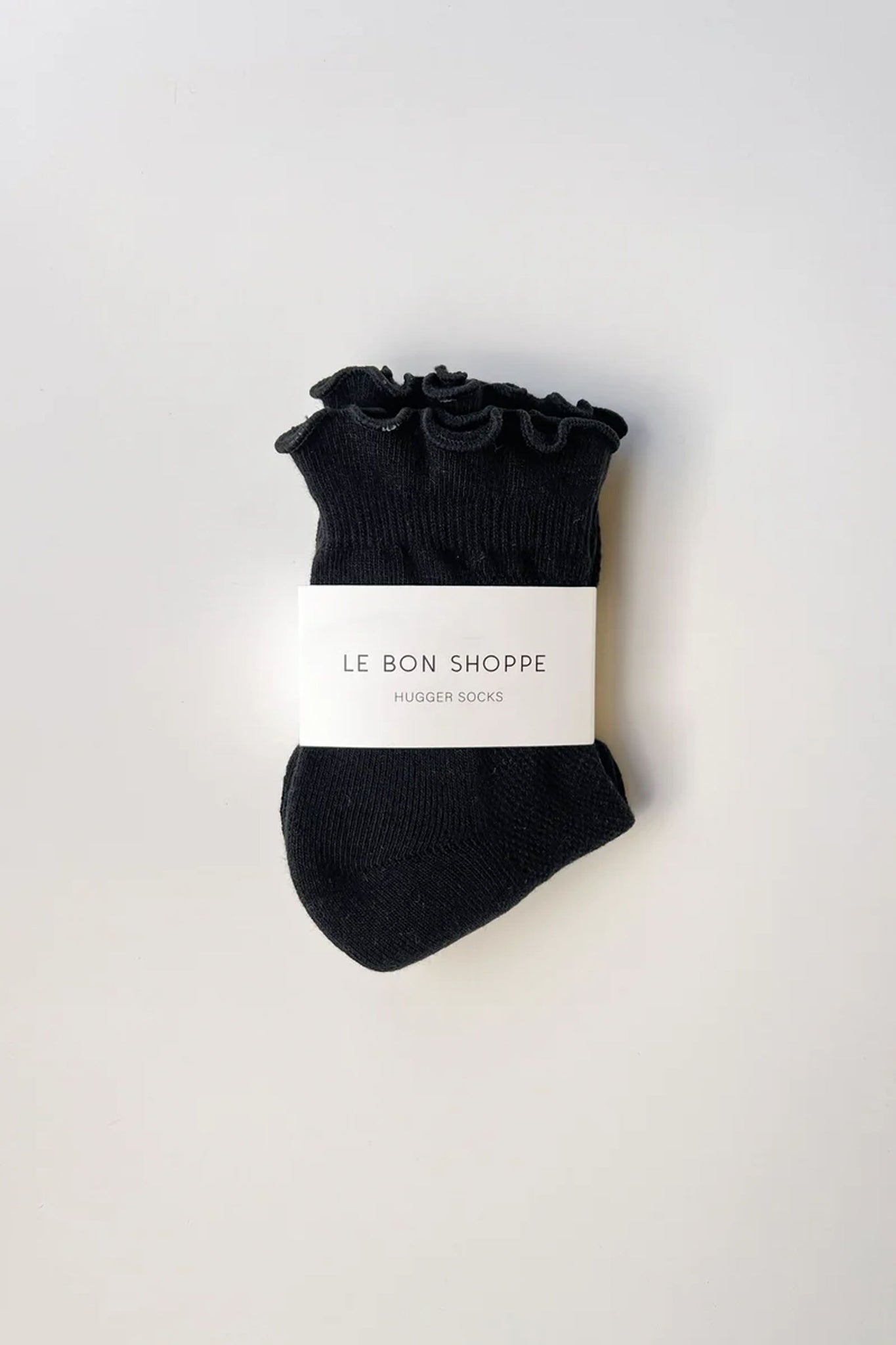 Ruffle Hugger Crew Socks Black/Black