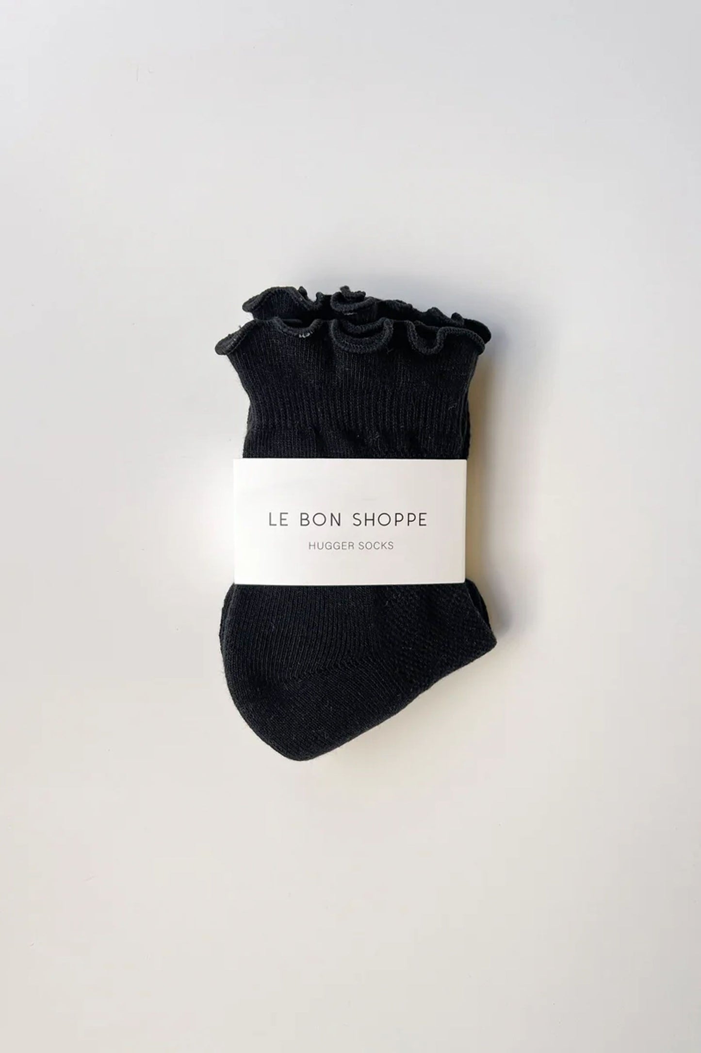 Ruffle Hugger Crew Socks Black/Black