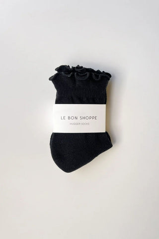 Ruffle Hugger Crew Socks Black/Black