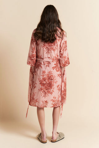 Romantic Floral Midi Robe Rose