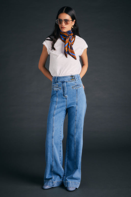 Starboard Panelled Flares Light Blue
