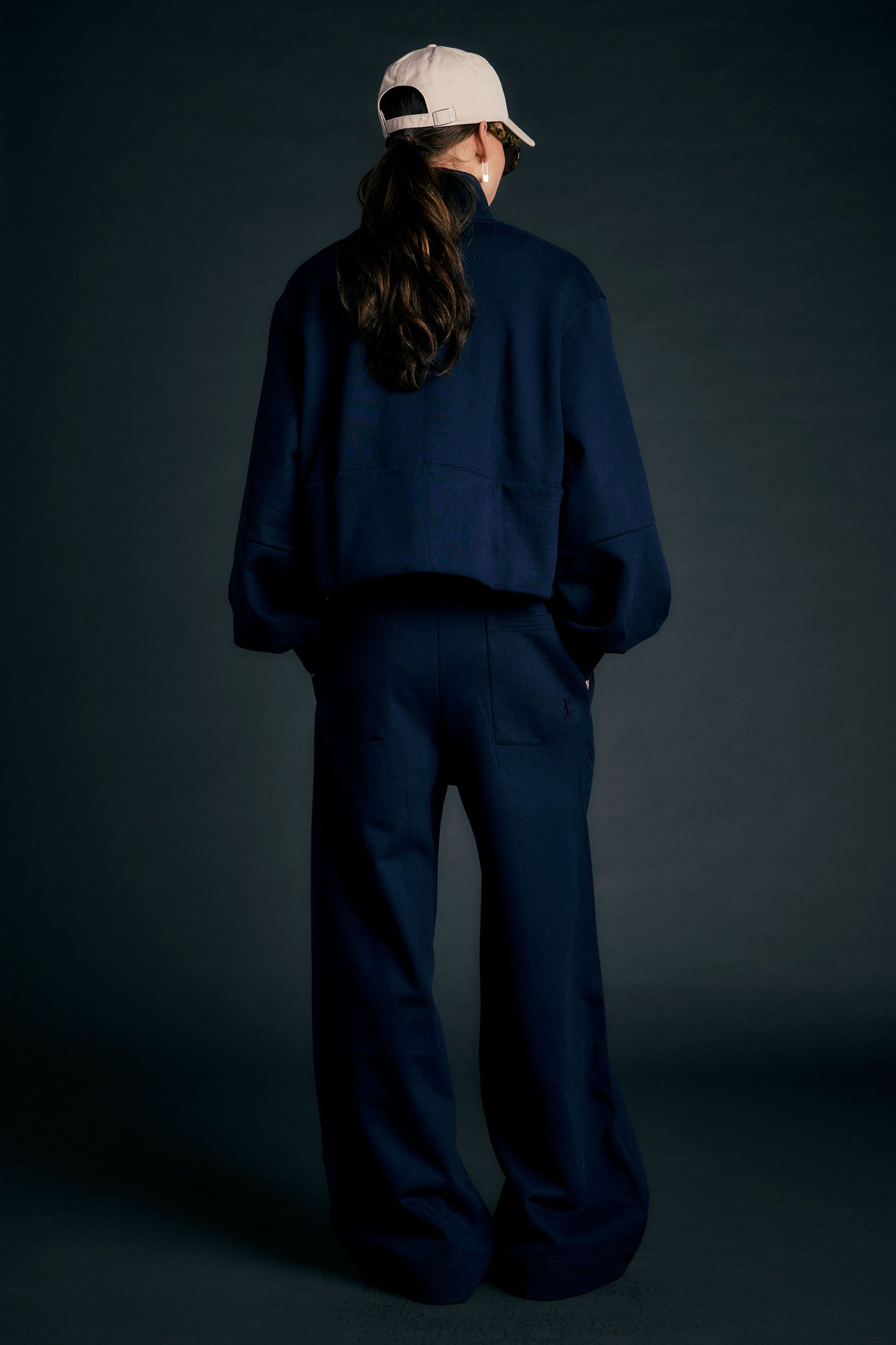 Pin Tuck Track Pants Navy