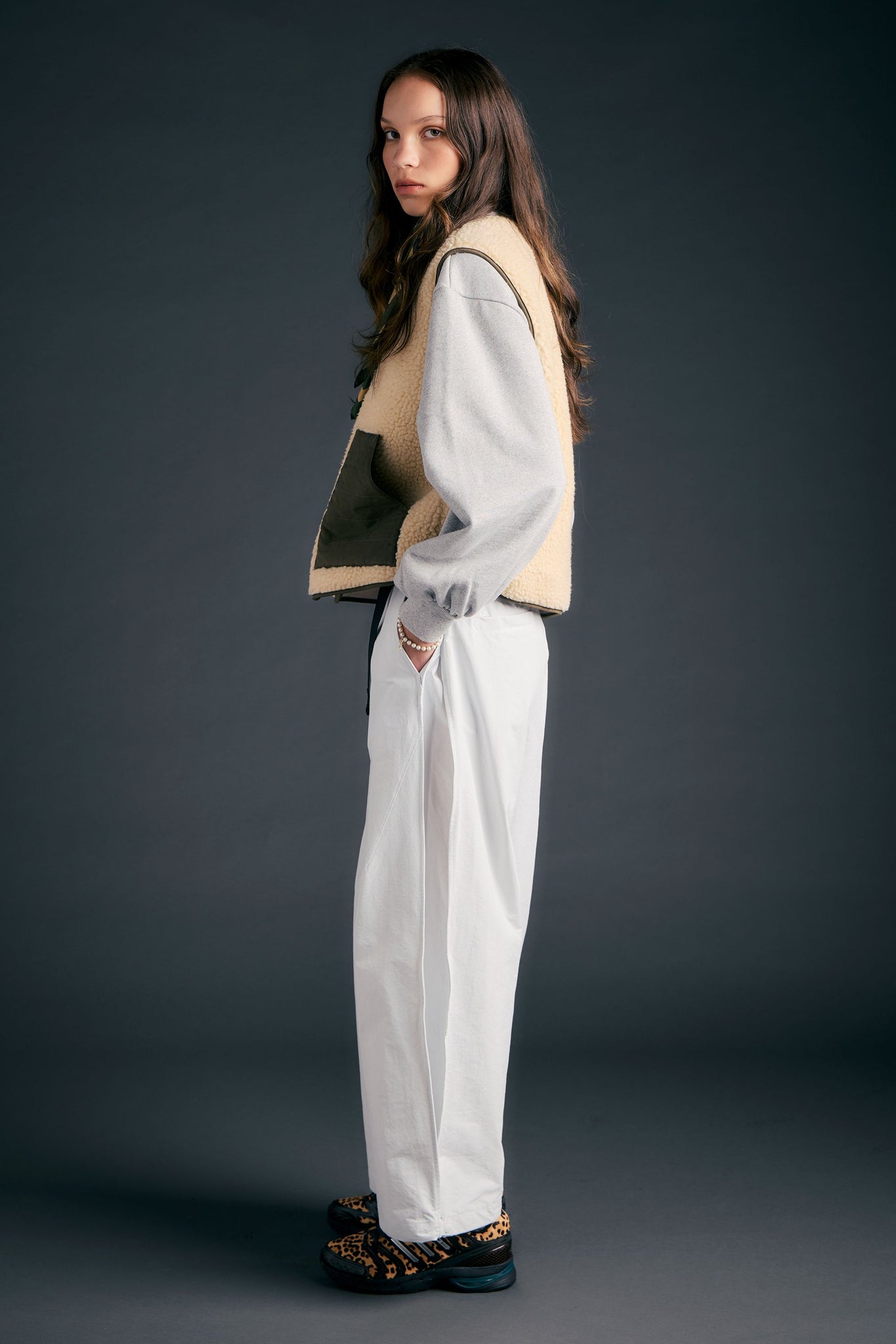Buttoned Side Casual Pants Pearl Stone