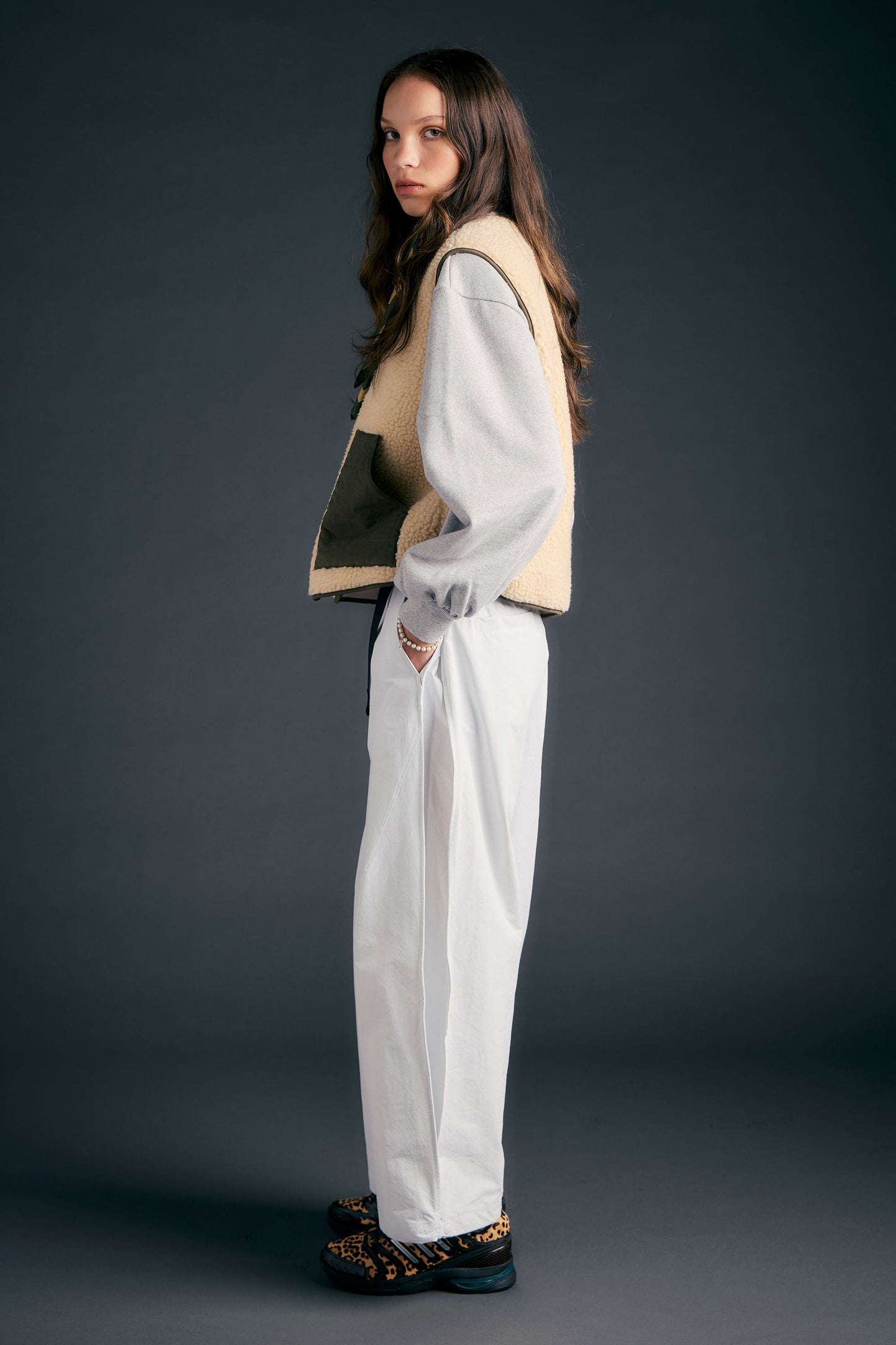 Buttoned Side Casual Pants Pearl Stone