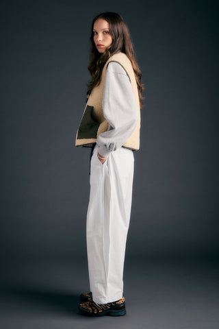 Buttoned Side Casual Pants Pearl Stone