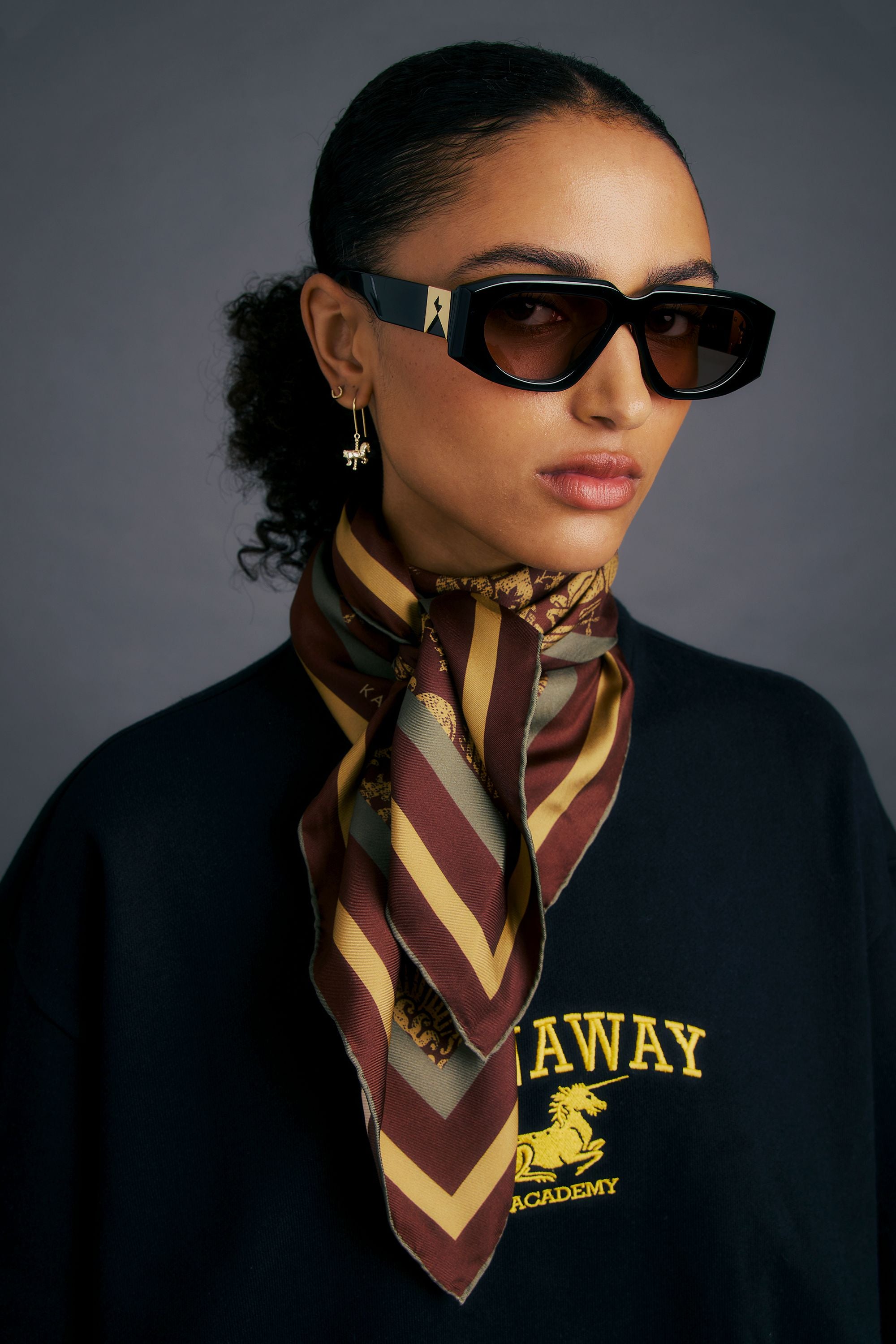 Unicorn Classic Silk Scarf Chocolate Multi – Karen Walker