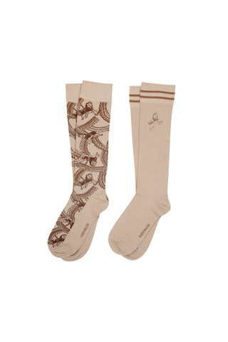 Carousel Kneehigh Socks 2 Pack Cream Multi