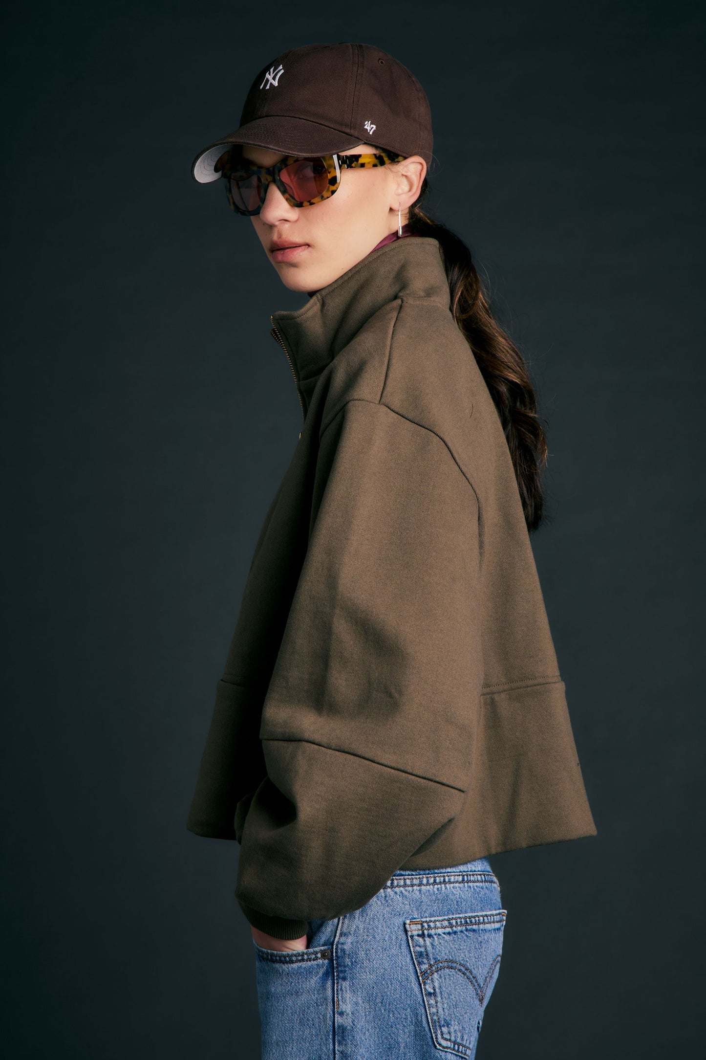 Runaway Zip Front Sweatshirt Hunter Green
