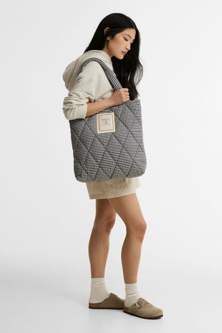 Riah Quilted Tote Bag Gingham Check