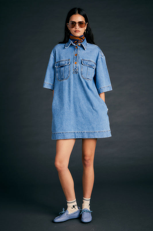 Traveller's Shirt Dress Light Blue