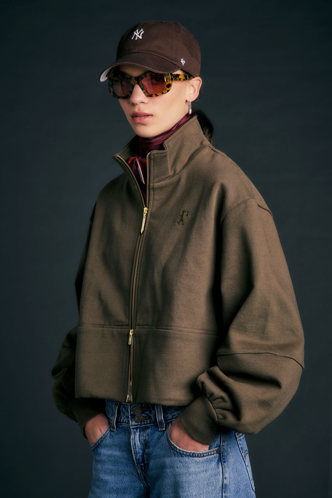 Runaway Zip Front Sweatshirt Hunter Green