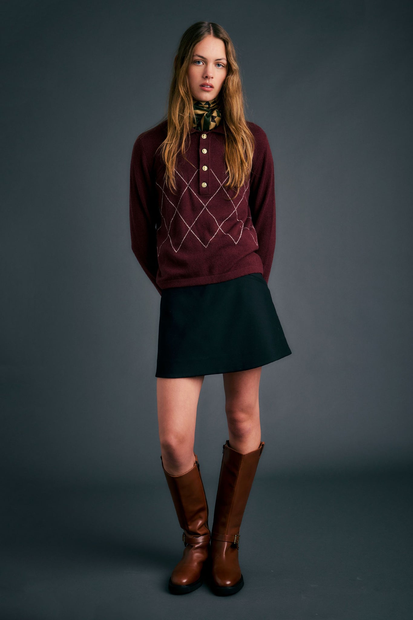 Society Argyle Polo Burgundy
