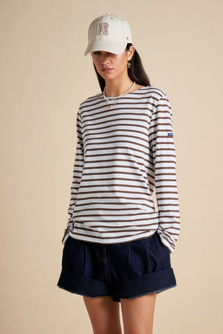 Minquiers Moderne Striped Sailor Shirt Neige/ Expresso