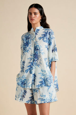 Romantic Floral Flowy Boxer PJ Teal