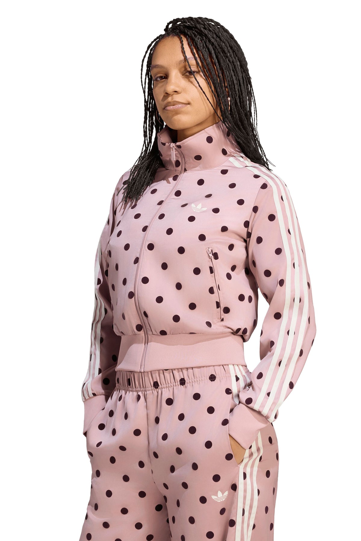 Satin Polka Dots Track Top Dual Lilac